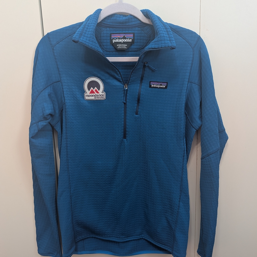 Patagonia R1 Pullover Sweater Mens Medium Blue Grid Fleece Moondance Adventures